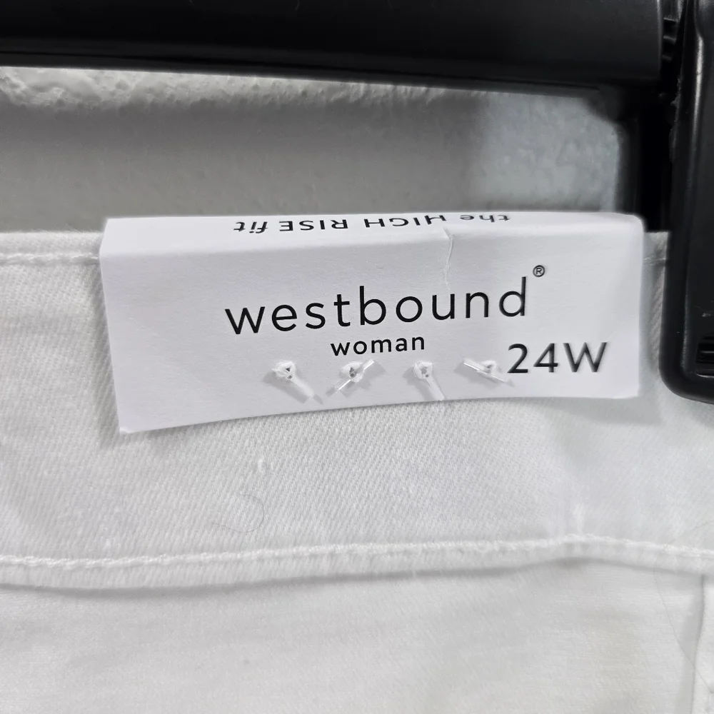 Westbound Womens  High Rise Skinni White Summer Cropped Pants  Size 24W - Picture 14 of 16